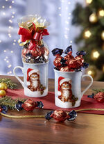 Gef&uuml;llte Kaffeebecher aus Porzellan mit Weihnachts-K&auml;tzchen-Motiv 