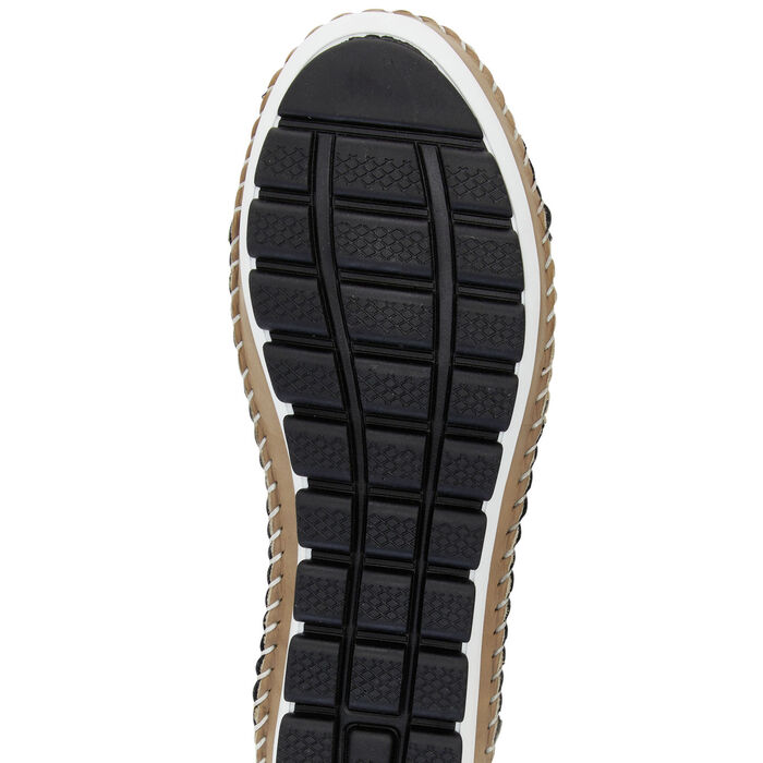 Gemini, klassische Damen-Slipper, Weite G, mit herausnehmbarem Fußbett SCHWARZ-TAUPE