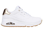 SKECHERS, bequeme Damen-Sneaker, mit sichtbarem Luftpolster WEISS-GOLD