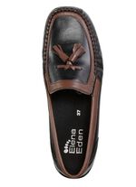 ELENA EDEN, klassische Damen-Slipper, mit herausnehmbarem Fu&szlig;bett SCHWARZ-BRAUN