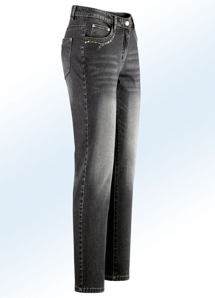 Jeans mit schönem Nietenbesatz SCHWARZ