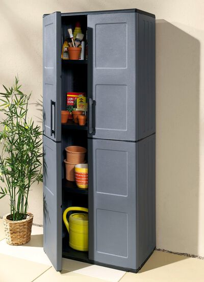 Gartenschrank mit soliden Stahlscharnieren 