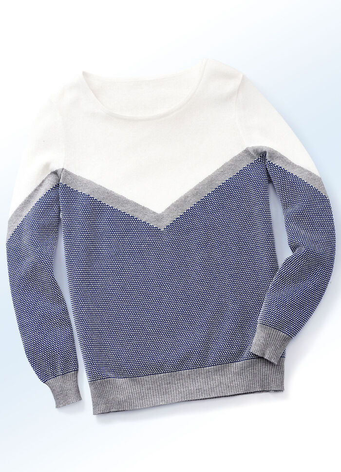 Pullover mit dezenten Glitzerakzenten ECRU-MARINE-GRAU