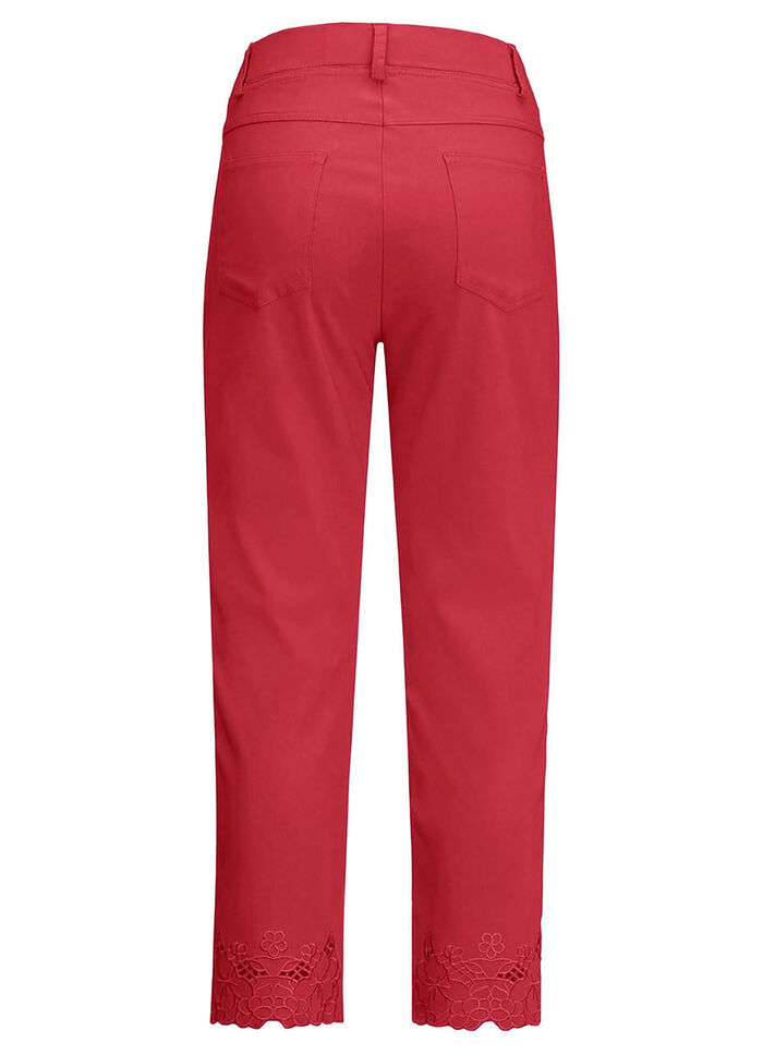 Hose mit floralen Lochstickereien ROT