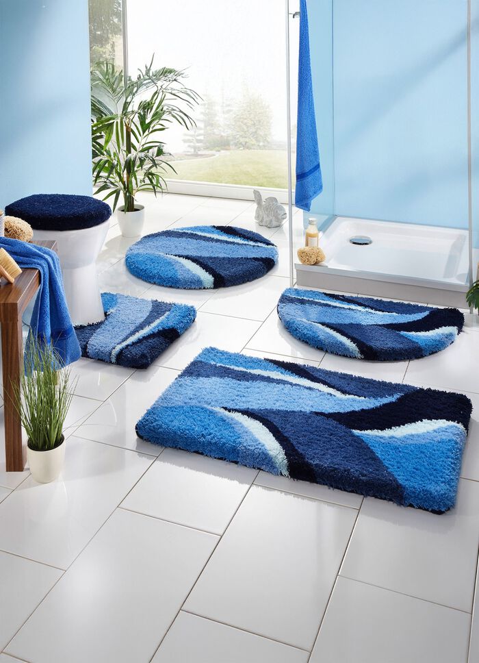 Badgarnitur mit rutschhemmend beschichteter R&uuml;ckseite BLAU