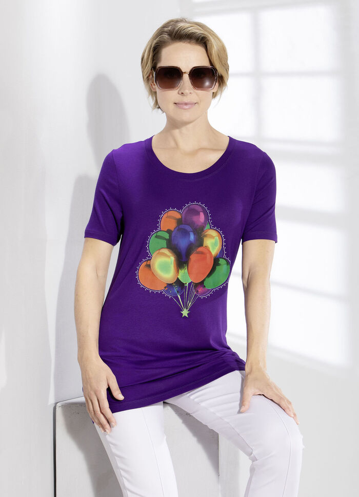 Longshirt mit Strasszier  LILA