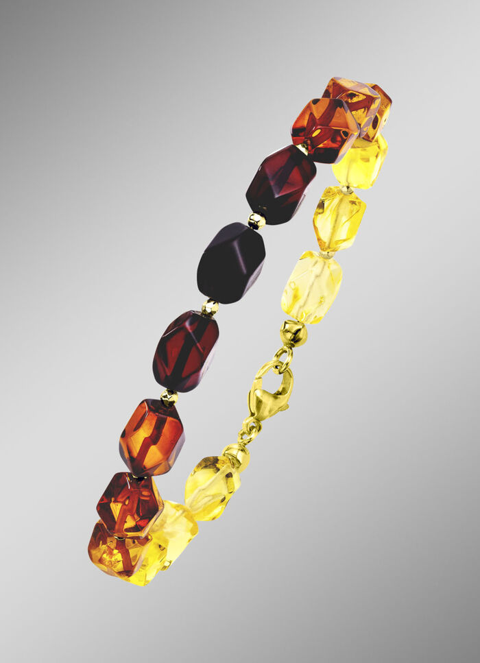 Edles Armband mit Bernstein und H&auml;matit 