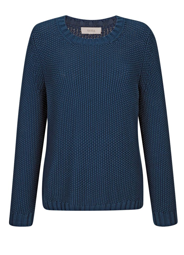 Pullover mit Schal in Grobstrick 