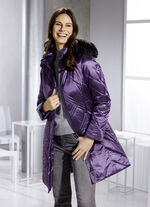 Longjacke mit abnehmbarer Kapuze VIOLETT