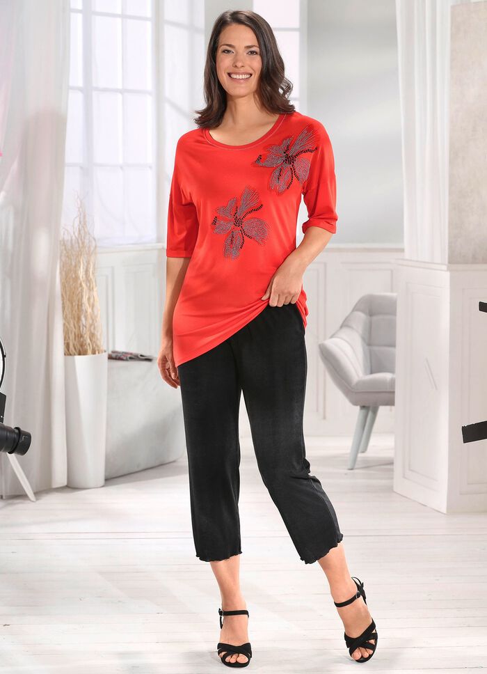 Longshirt mit silberfarbener Flatlock-Naht in 2 Farben ORANGE