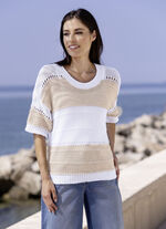 Pulli aus reiner Baumwolle BEIGE-WEISS
