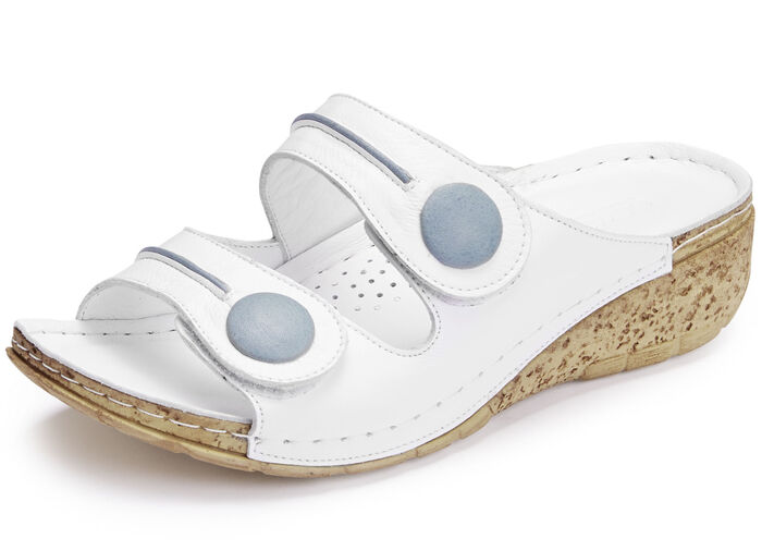 Gemini Pantolette aus teilweise schattiertem Rind-Nappaleder WEISS-JEANS