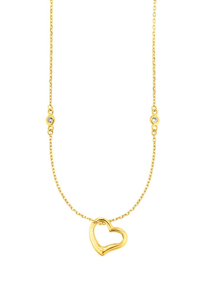 Herz-Anh&auml;nger mit synth. Zirkonia und Ankerkette 