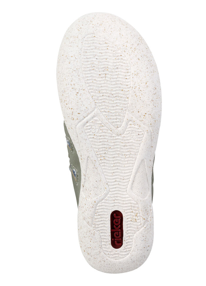 Rieker Slipper aus weichem Nubukmaterial SCHILFGRÜN-BUNT