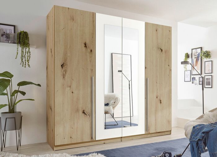 Moderner und formsch&ouml;ner Kleiderschrank ARTISAN EICHE-WEISS
