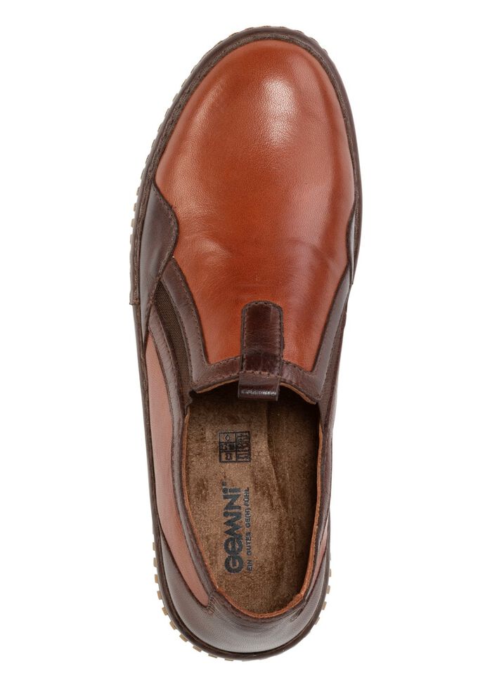 Gemini Slipper aus schattiertem Rind-Nappaleder COGNAC-MOKKA