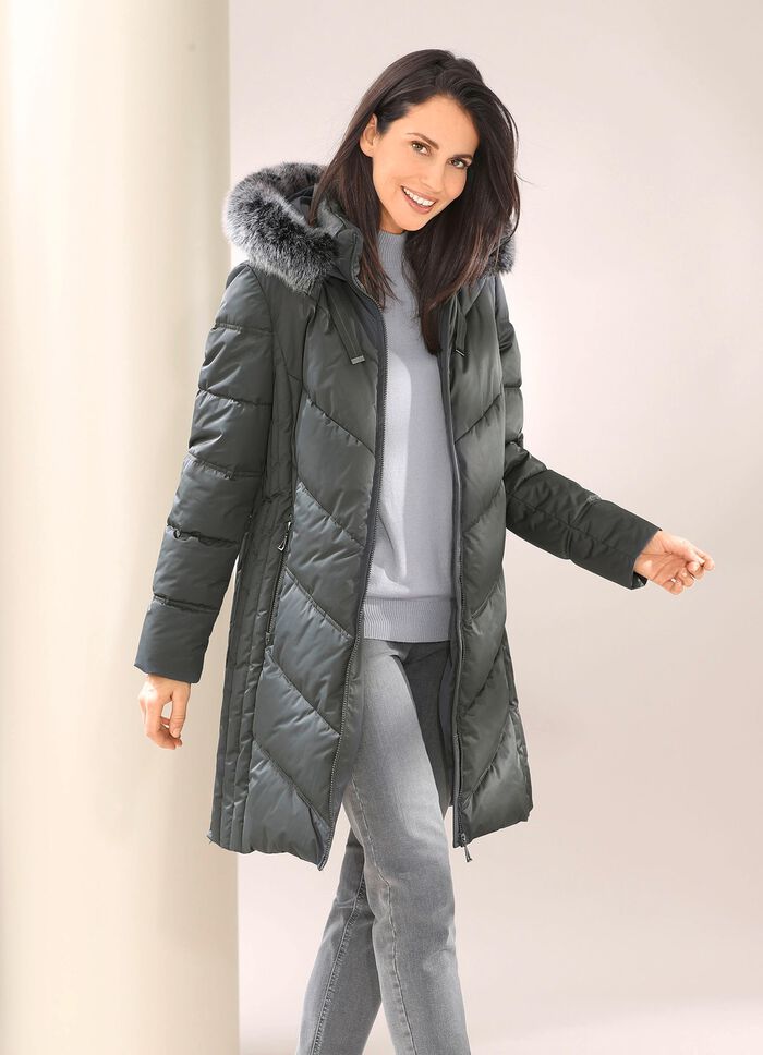 Funktions-Kurzmantel mit fester Kapuze GRAFIT