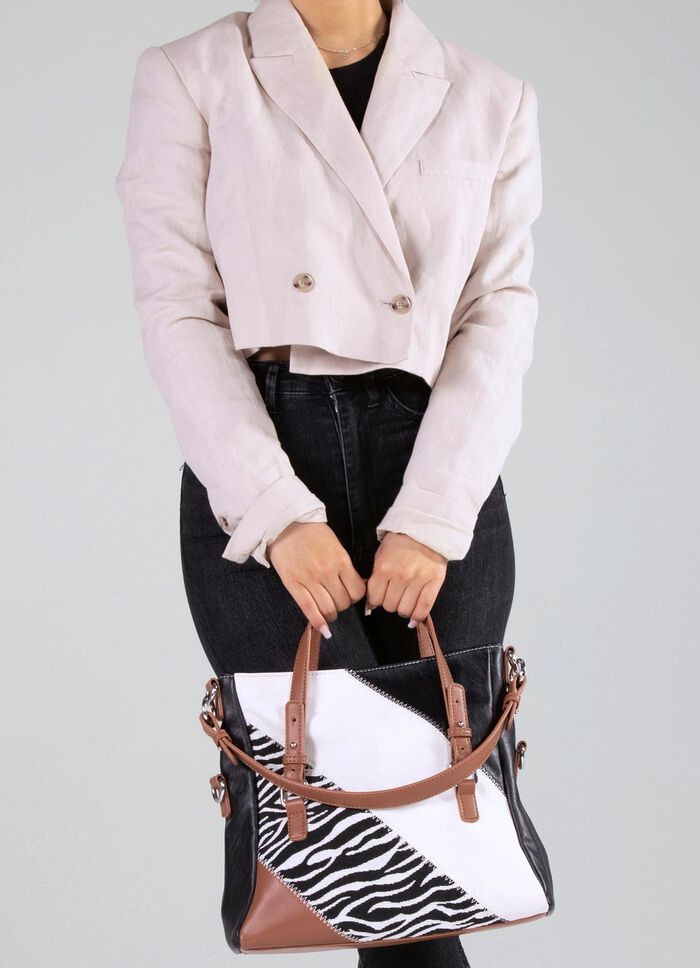 Collezione Alessandro Tasche mit Zebra-Dessin SCHWARZ-ECRU