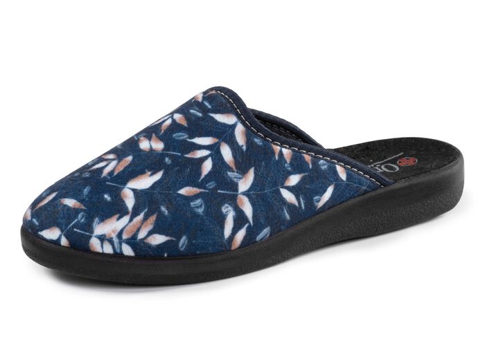 Zweierpack Pantoffeln aus samtig, weichem, bedrucktem Textilmaterial 1X BLAU, 1X BORDEAUX