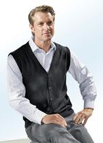 Gilet in 3 Farben mit durchgehender Knopfleiste SCHWARZ