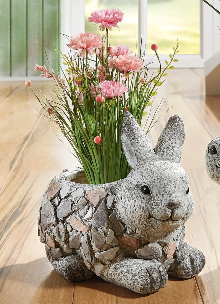 Grasbund in Topf aus Magnesia ROSA-GR&Uuml;N