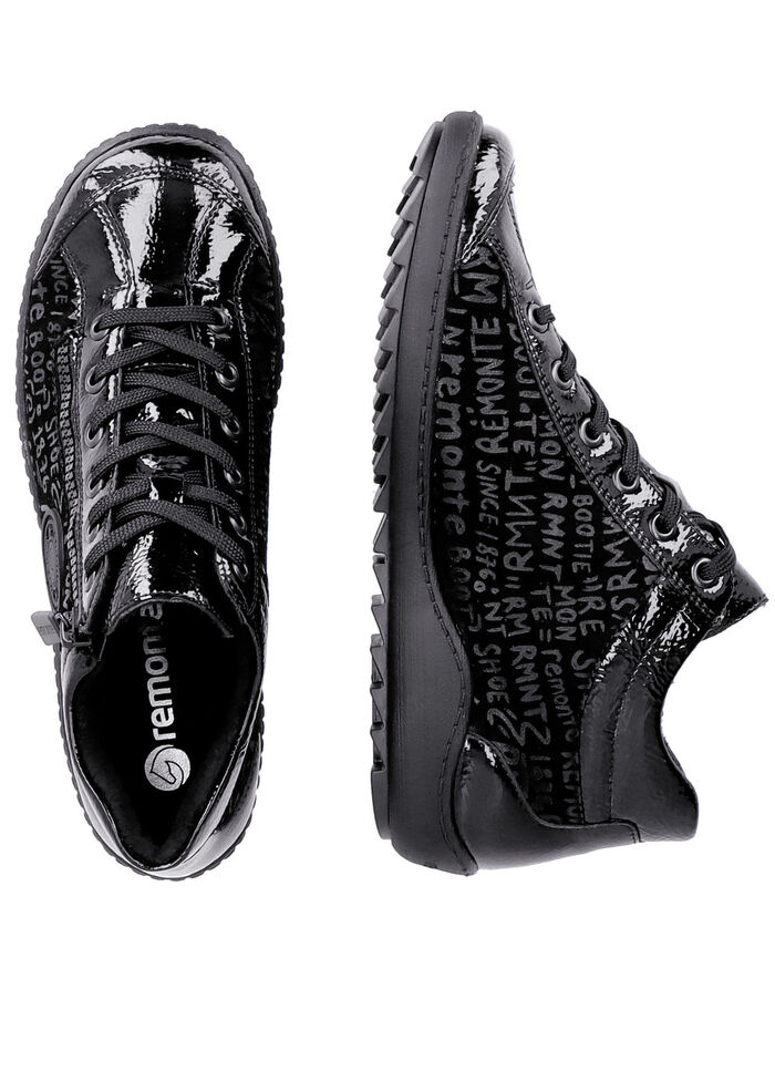 Remonte Schnür-Bootie aus Crashlack SCHWARZ