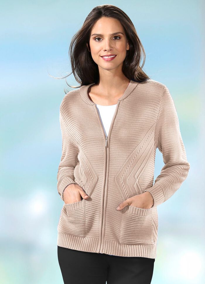 Strickjacke mit Strukturakzenten BEIGE