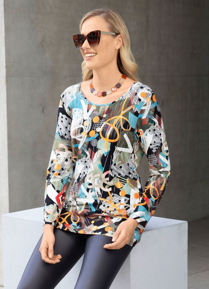 Faszinierendes Longshirt mit dekorativer Strasszier 