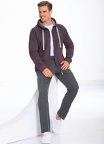 Sweatjacke mit Kapuze in 2 Farben AUBERGINE MELIERT