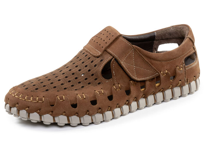 Sommerliche Herren-Slipper, mit herausnehmbarem Fußbett BRAUN