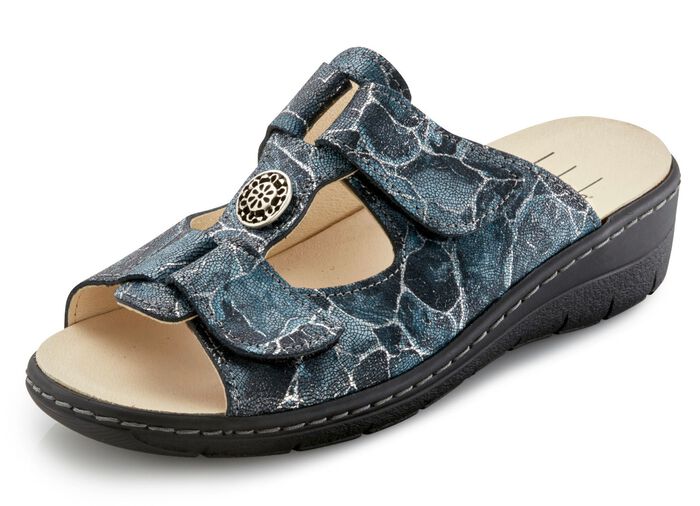 Pantolette in 2 Farben mit herausnehmbarem Leder-Kork-Fu&szlig;bett, Weite H 