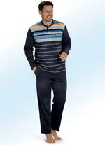 Hajo Klima Komfort Schlafanzug mit Knopfleiste und garngef&auml;rbtem Ringeldessin 