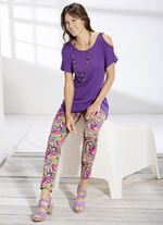 Hose in Knöchellänge mit farbbrillantem Druck FUCHSIA-GRÜN