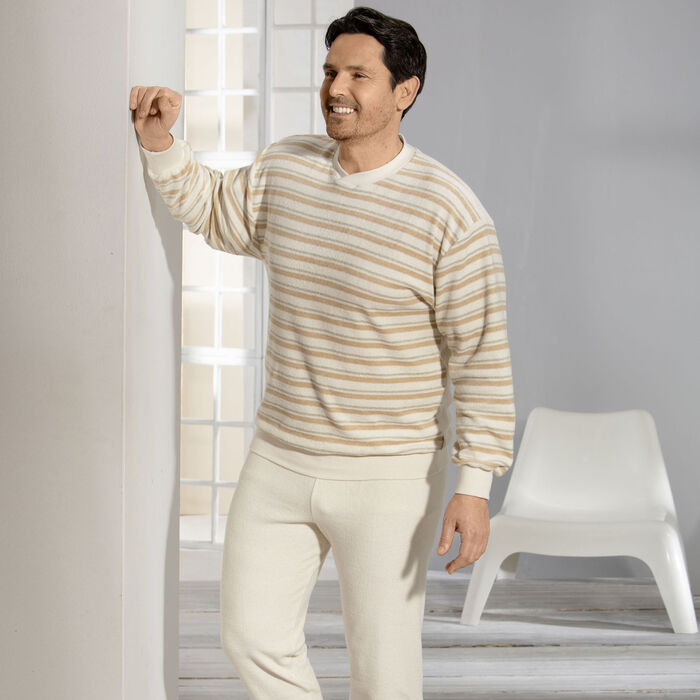 G&ouml;tting Schlafanzug aus Frottierstretch, V-Ausschnitt und B&uuml;ndchenabschl&uuml;ssen 