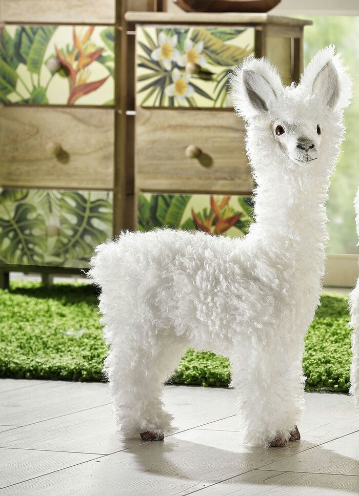 Alpakas mit flauschigem Kunstfell WEISS