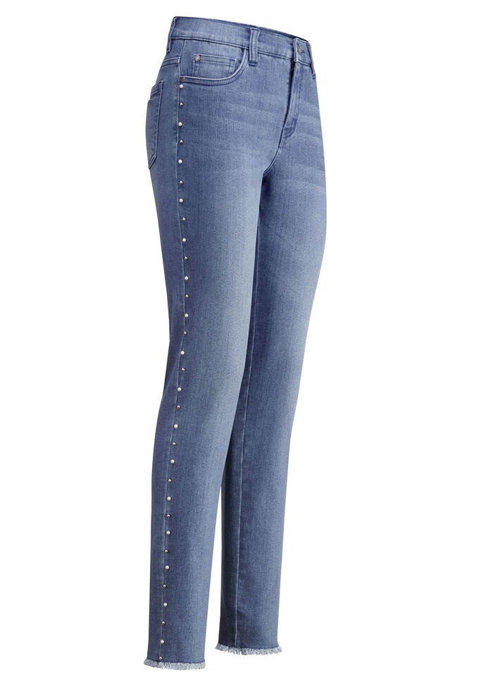 Edel-Jeans mit tollen Zierperlen JEANSBLAU