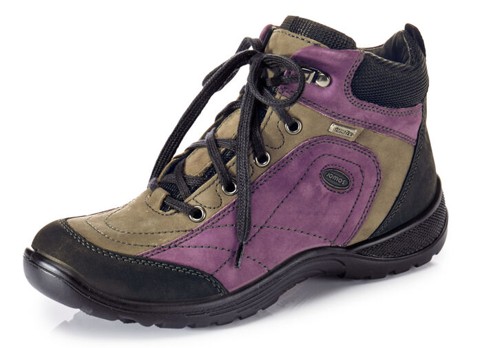 Schnür-Stiefelette in interessanter Farbkombination VIOLA-KHAKI-SCHWARZ