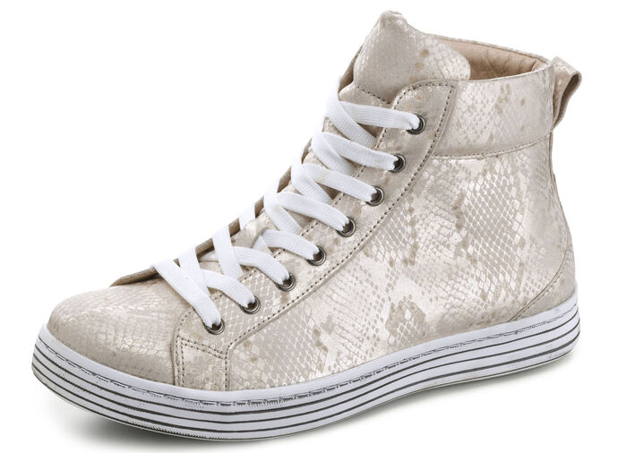 Gemini Schnür-Booties aus geprägtem Rindleder mit Metallic-Schimmer MATTGOLD