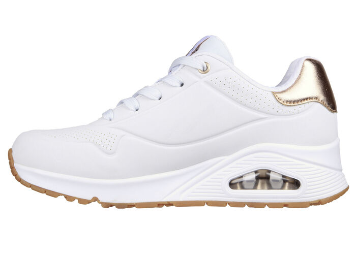 SKECHERS, bequeme Damen-Sneaker, mit sichtbarem Luftpolster WEISS-GOLD