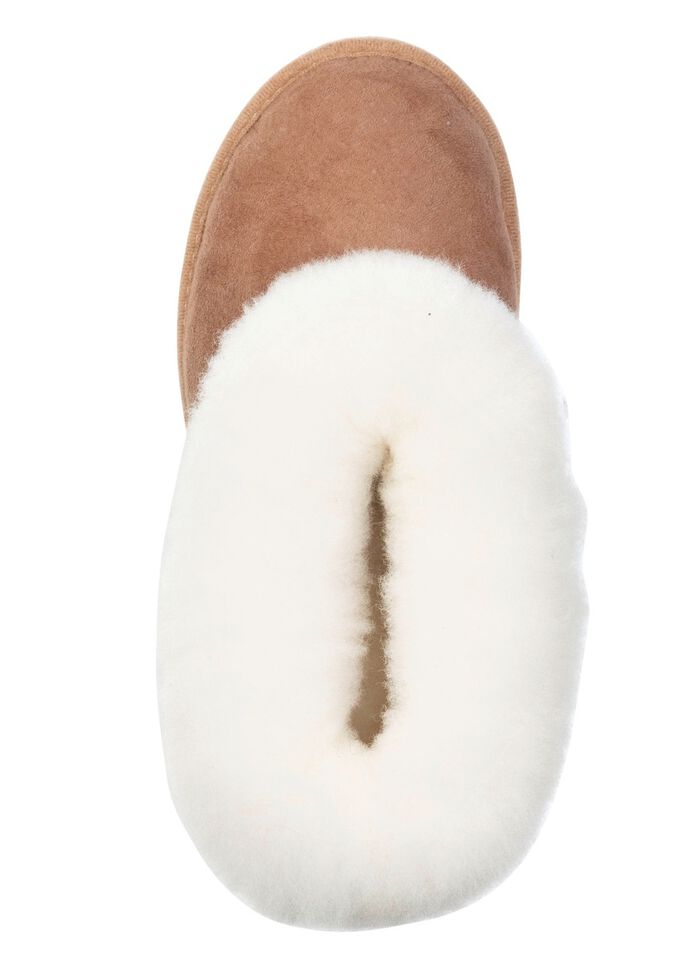 ELENA EDEN, warme Damen-Hausschuhe, Weite G, mit Lammfell TABAKBRAUN