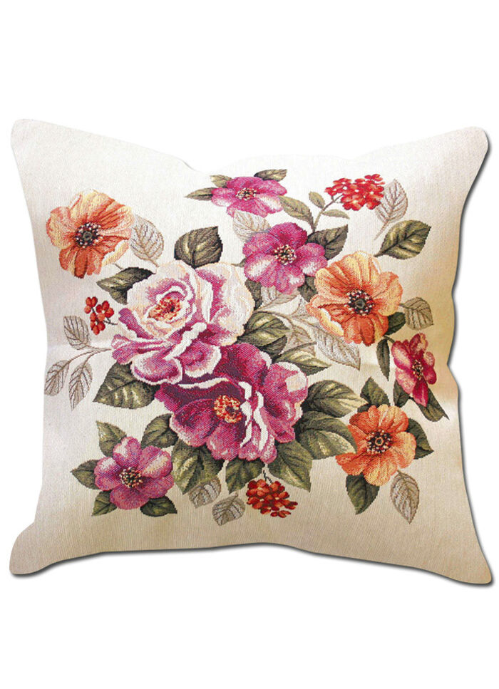 Kissenbezug mit Blumen-Dessin BUNT