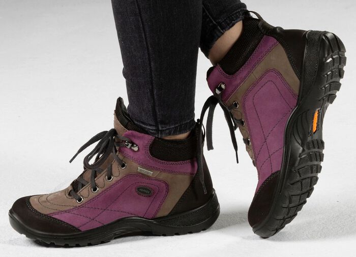 Schn&uuml;r-Stiefelette in interessanter Farbkombination VIOLA-KHAKI-SCHWARZ