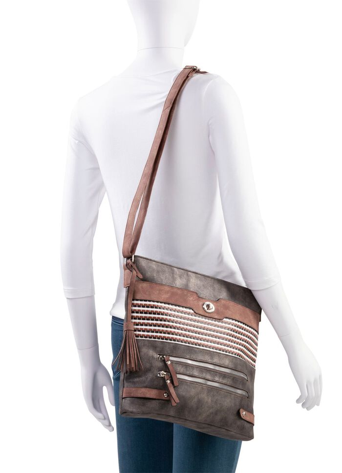 Tasche mit teilweise glitzernden Flechtdurchz&uuml;gen 