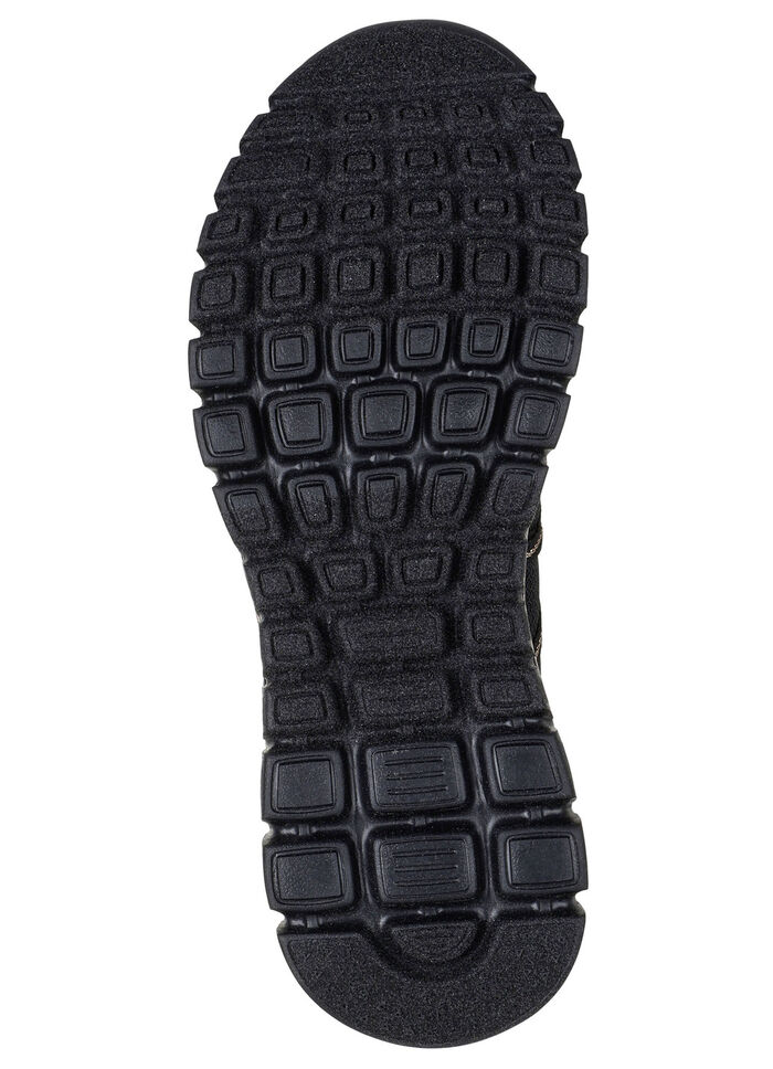 SKECHERS,  trendige Damen-Slipper, aus gestricktem Mesh-Material SCHWARZ-ROSÉGOLD