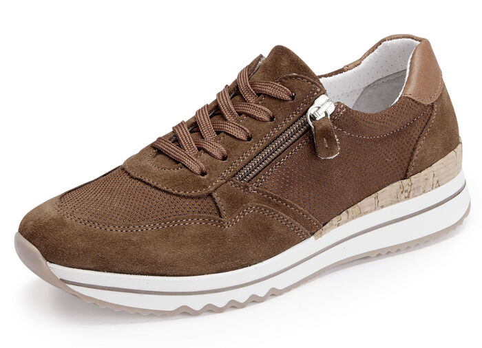 ELENA EDEN Sneaker mit Schnürung und Seitenreißverschluss COGNAC