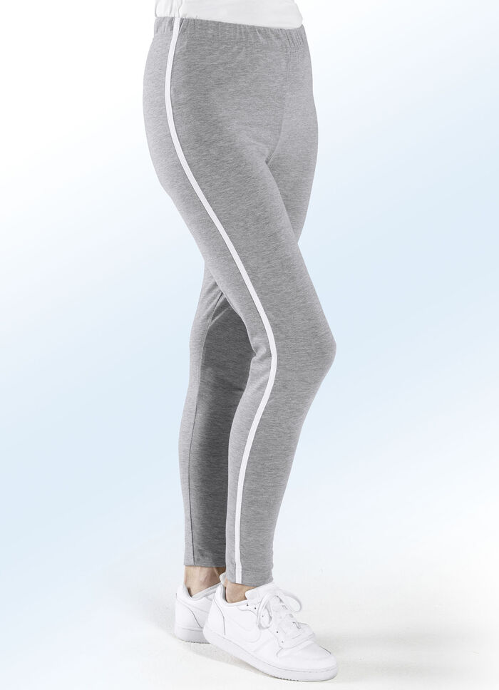 Leggings von „Delena“ in 3 Farben GRAU MELIERT-WEISS