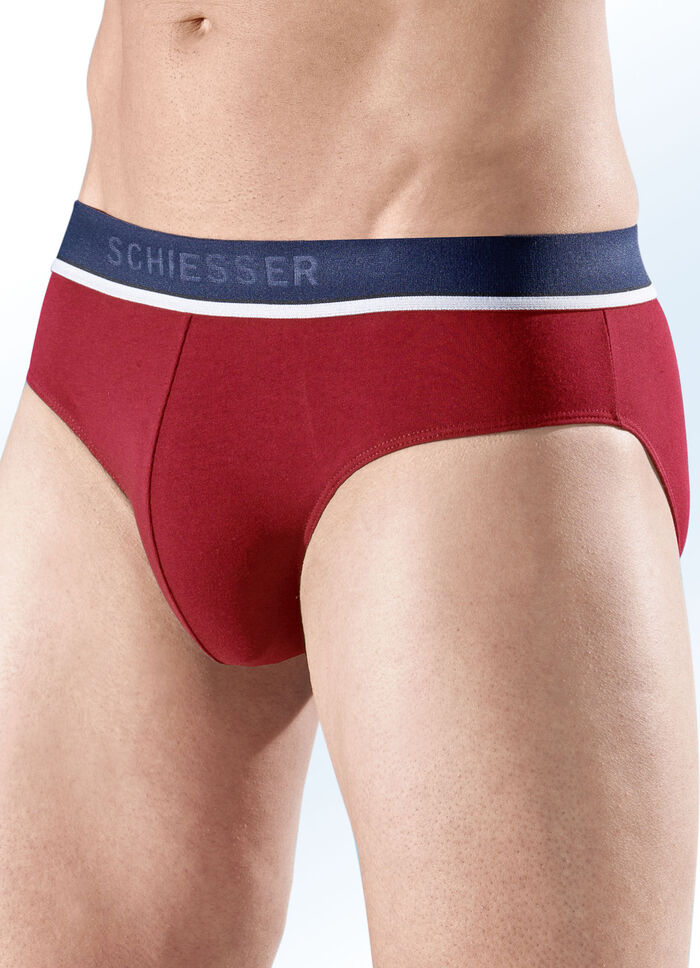 Schiesser Dreierpack Slips aus Feinjersey 1X MARINE, 1X ROT, 1X GRAU MELIERT