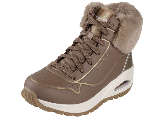 SKECHERS, gefütterte Damen-Boots, Winterschuhe, mit flauschigem Plüschkragen BRAUN