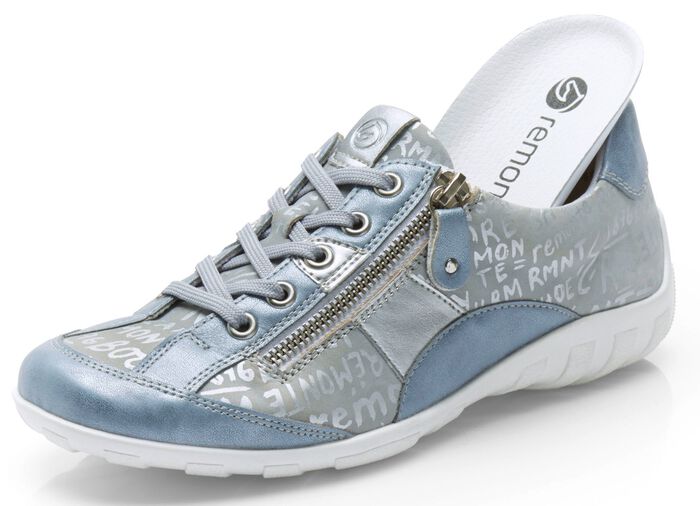 Remonte Sneaker mit bedruckten Bes&auml;tzen HELLBLAU-SILBER