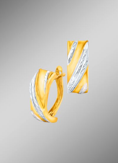 Klappcreolen in Bicolor, teilweise diamantiert 